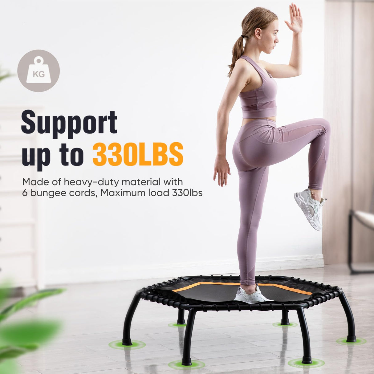 Zupapa 300LBS 40"/45" Fitness Trampoline with Adjustable Bar