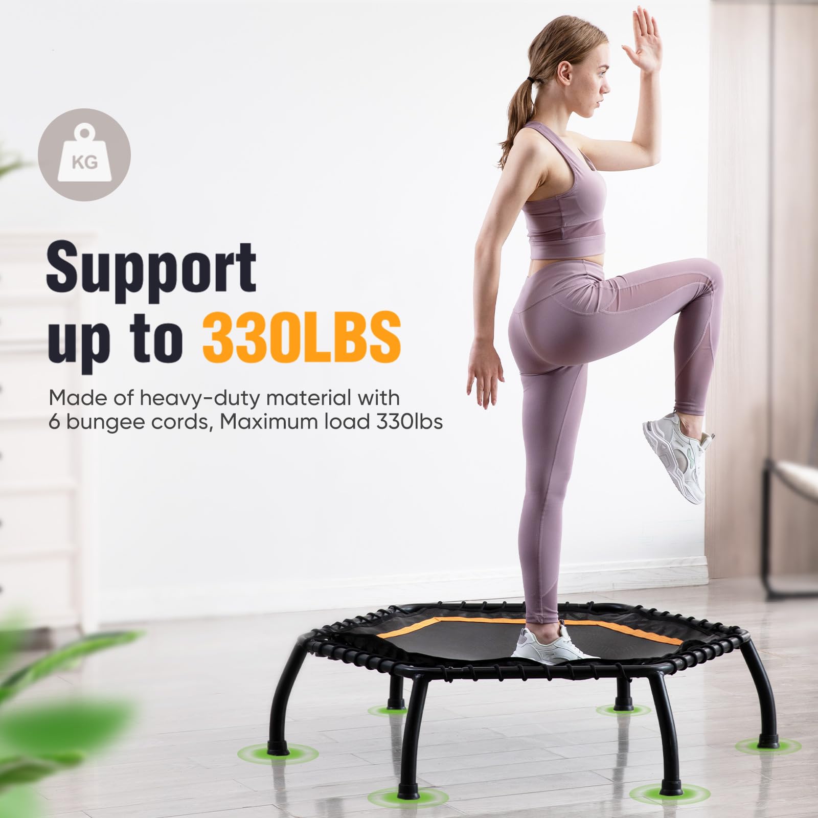 Zupapa 300LBS 40"/45" Fitness Trampoline with Adjustable Bar