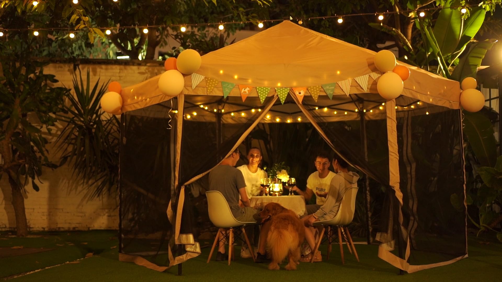 Quictent 13'x13' Pop-up Screened Canopy Tent with Mosquito Netting - Tan