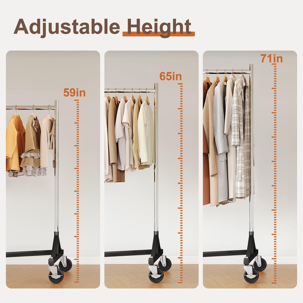 HOKEEPER 63"W Adjustable Z-Rack Garment Rack
