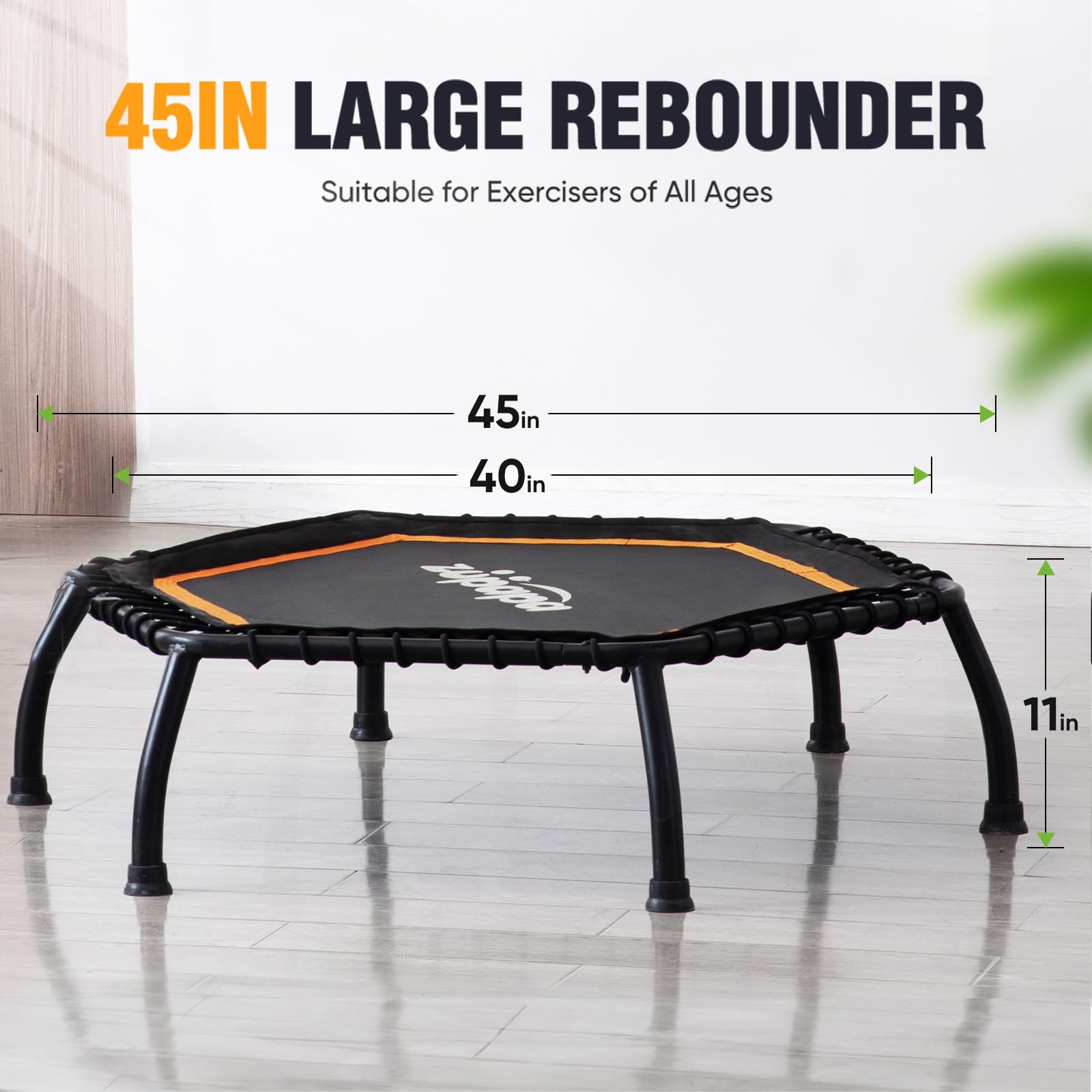 Zupapa 300LBS 40"/45" Fitness Trampoline with Adjustable Bar