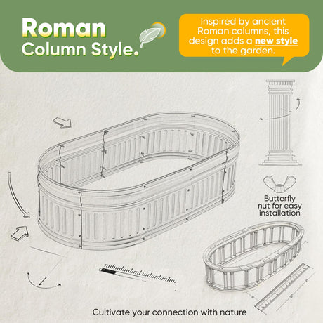 KING BIRD 47"x24"x24" Roman Column Garden Bed