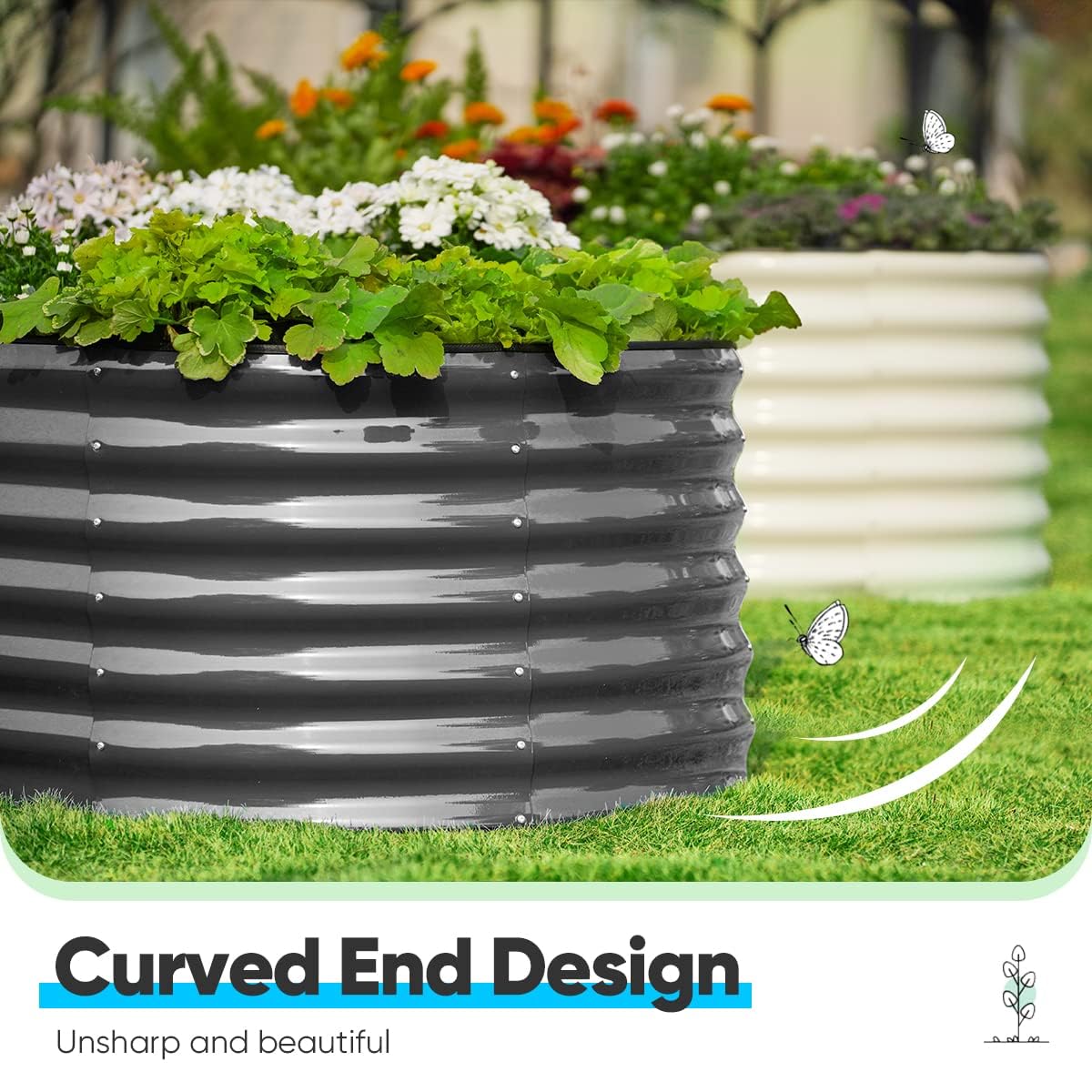 8'x4'x2' Oval Raised Garden Bed Kit - Dark Grey