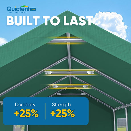 Quictent 12'x20' Ventilated Carport Canopy with Roll-up Windows