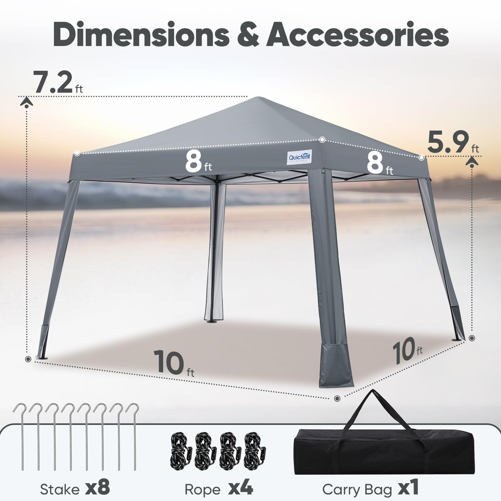 Quictent 10'x10' Sun Protection Lightweight Pop-Up Canopy
