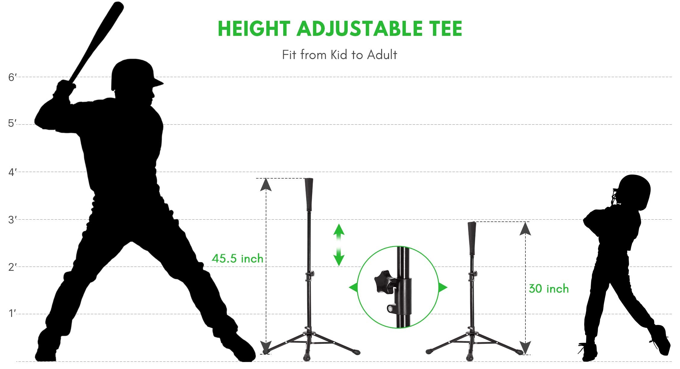 Zupapa 7'x7' Baseball Softball Net Tee Caddy Practice Combo - Green