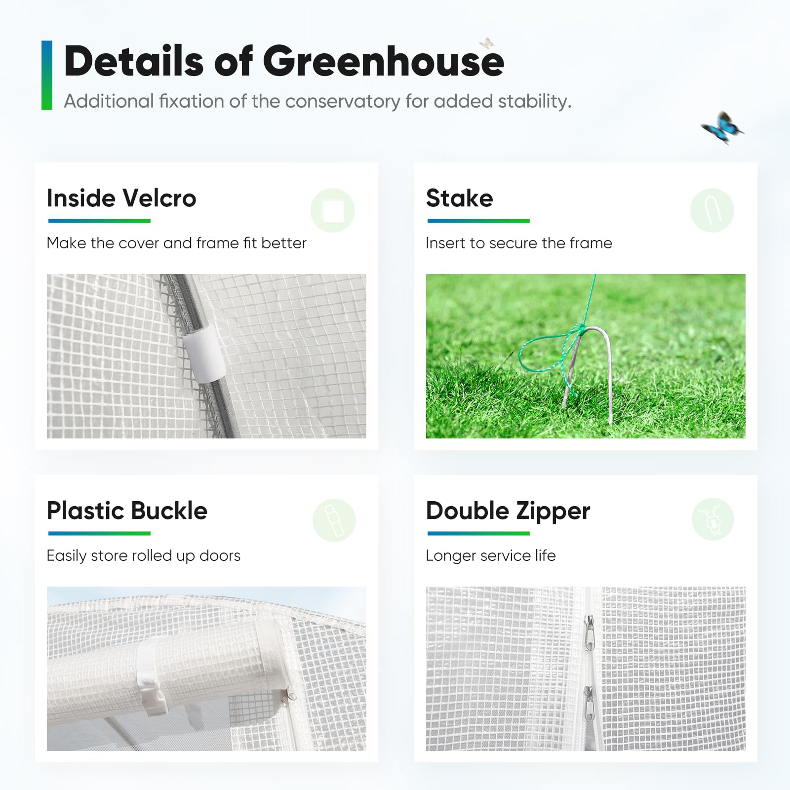 Quictent 10'x7'x7' Walk-in Tunnel Greenhouse with Mesh Door - White