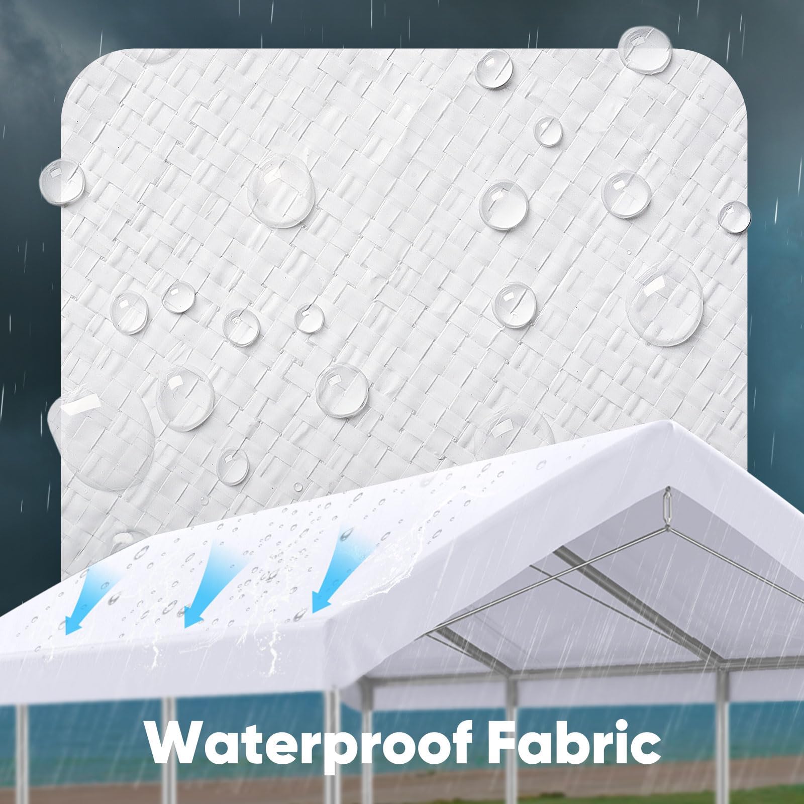 Quictent 10'x20' Carport Replacement Cover with Edge - White