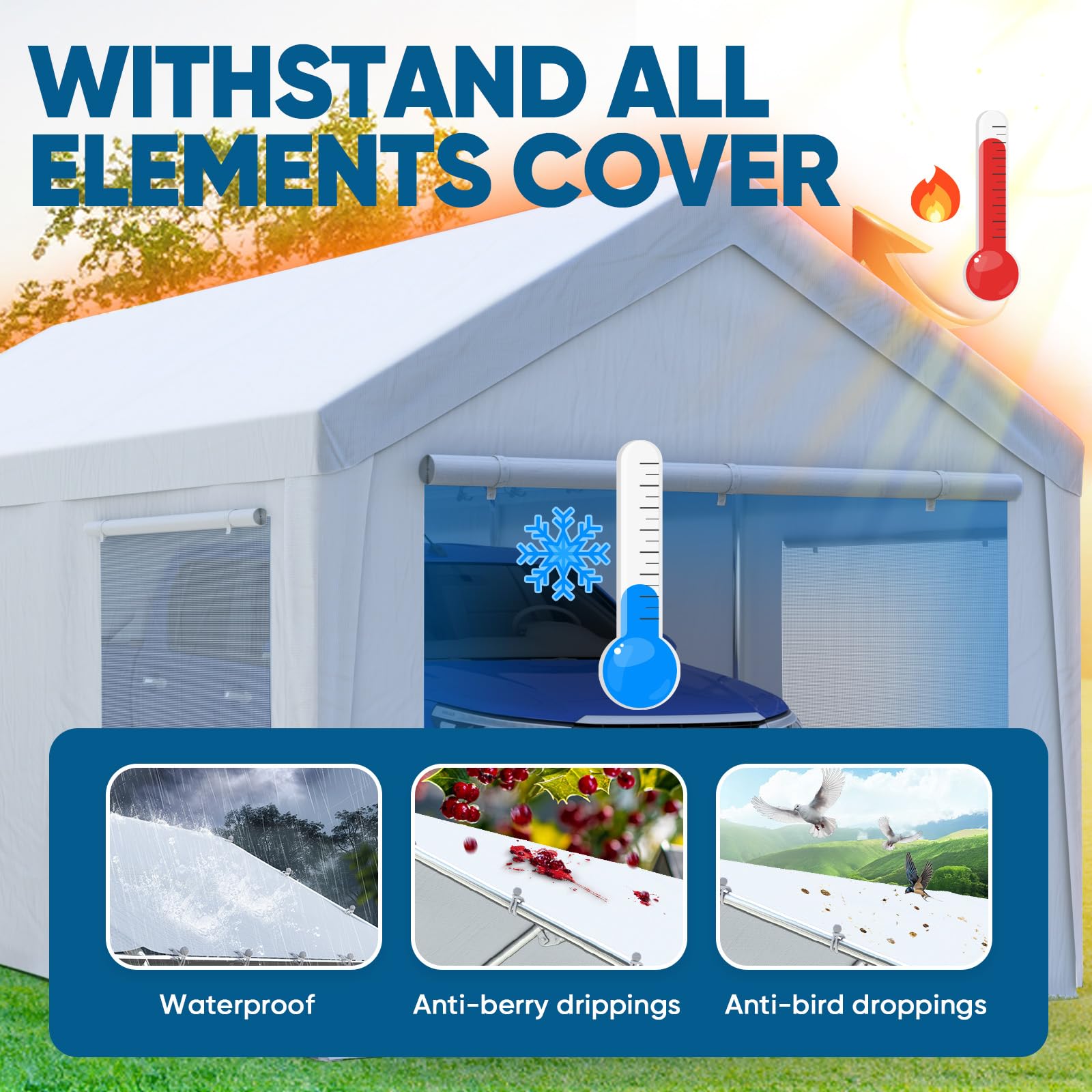 Quictent 12'x20' Heavy Duty Carport with Ventilated Windows - White