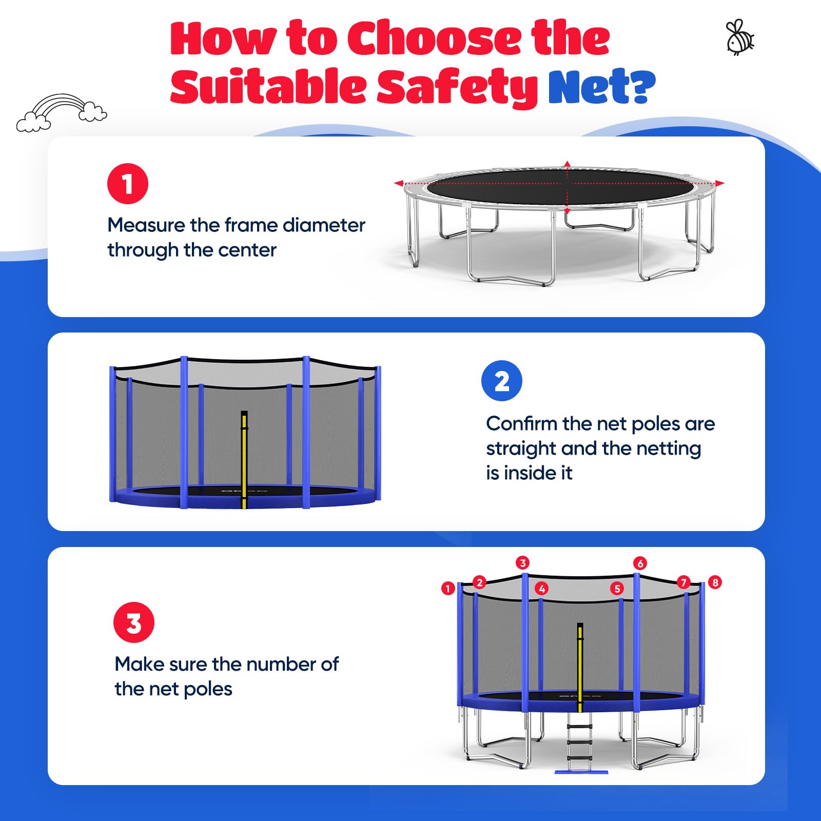 ORCC Trampoline Outer Net Only for 8-16FT Trampoline