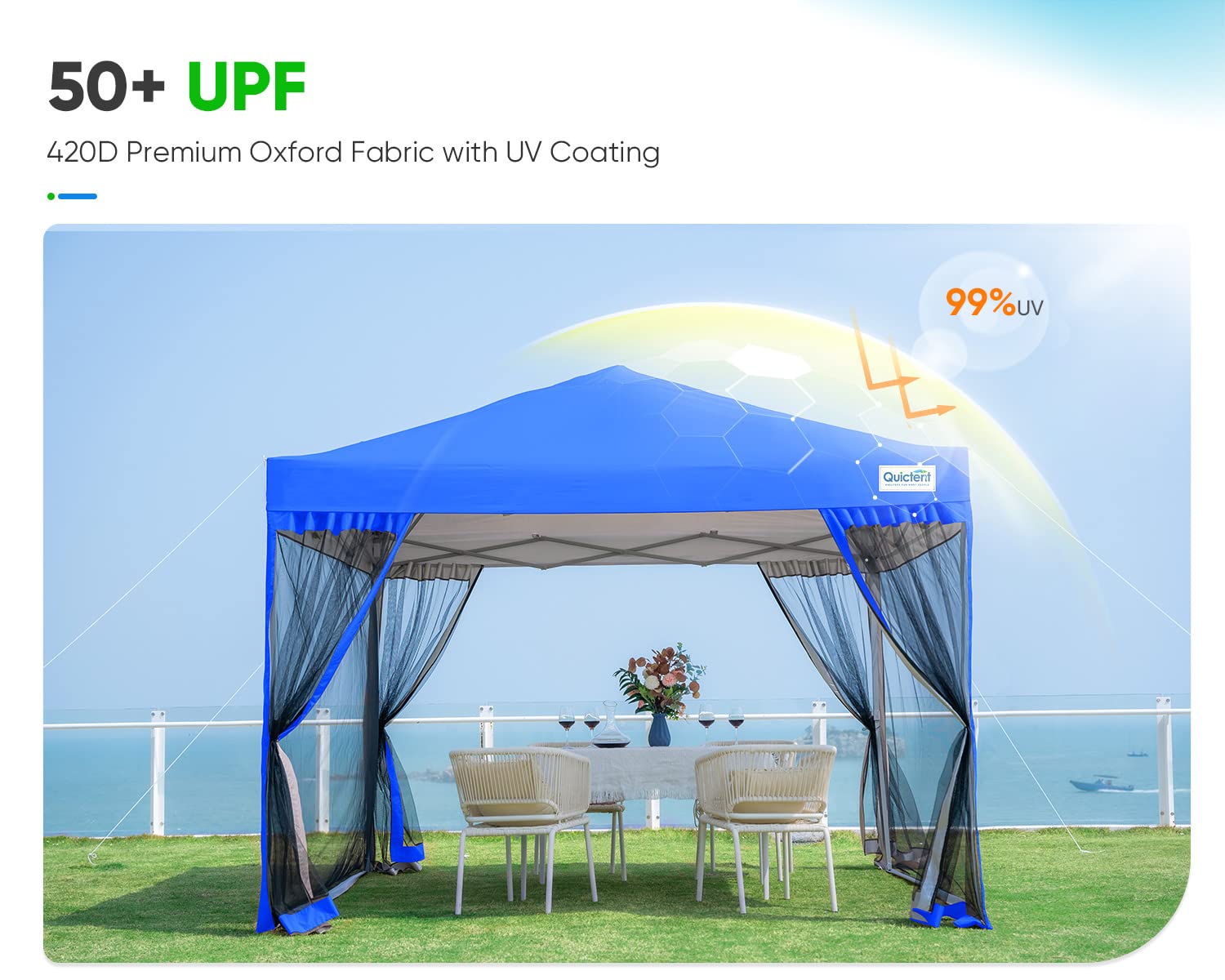 Quictent 10'x10' Sealed Easy Pop up Canopy Tent - Royal Blue