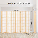 JOSTYLE Shoji Screen Divider - Natural (6-Panel)