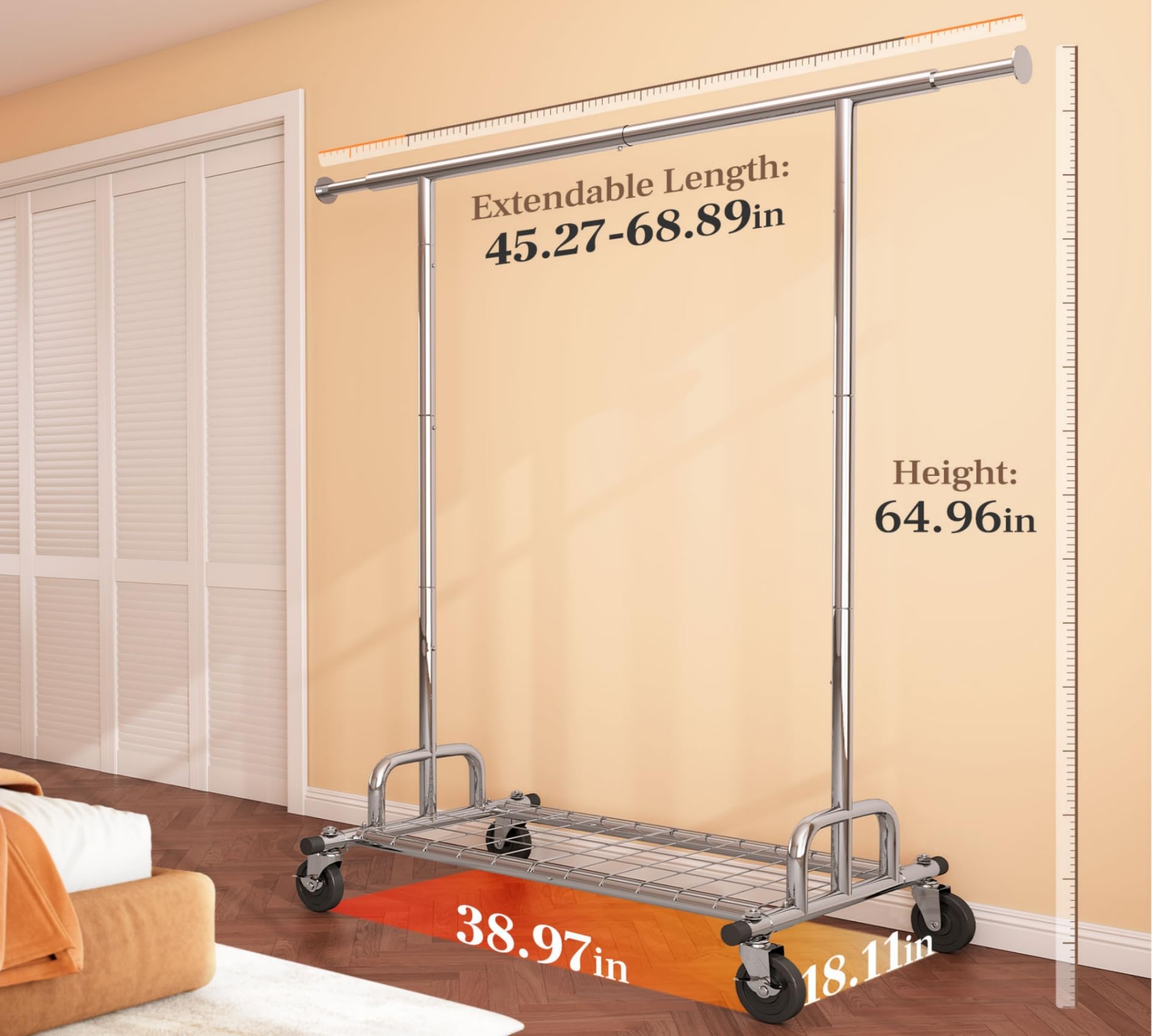 HOKEEPER Heavy Duty Rolling Garment Rack