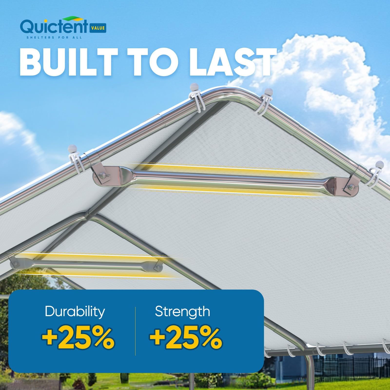 Quictent 10'x20' Galvanized Steel Carport Canopy - White