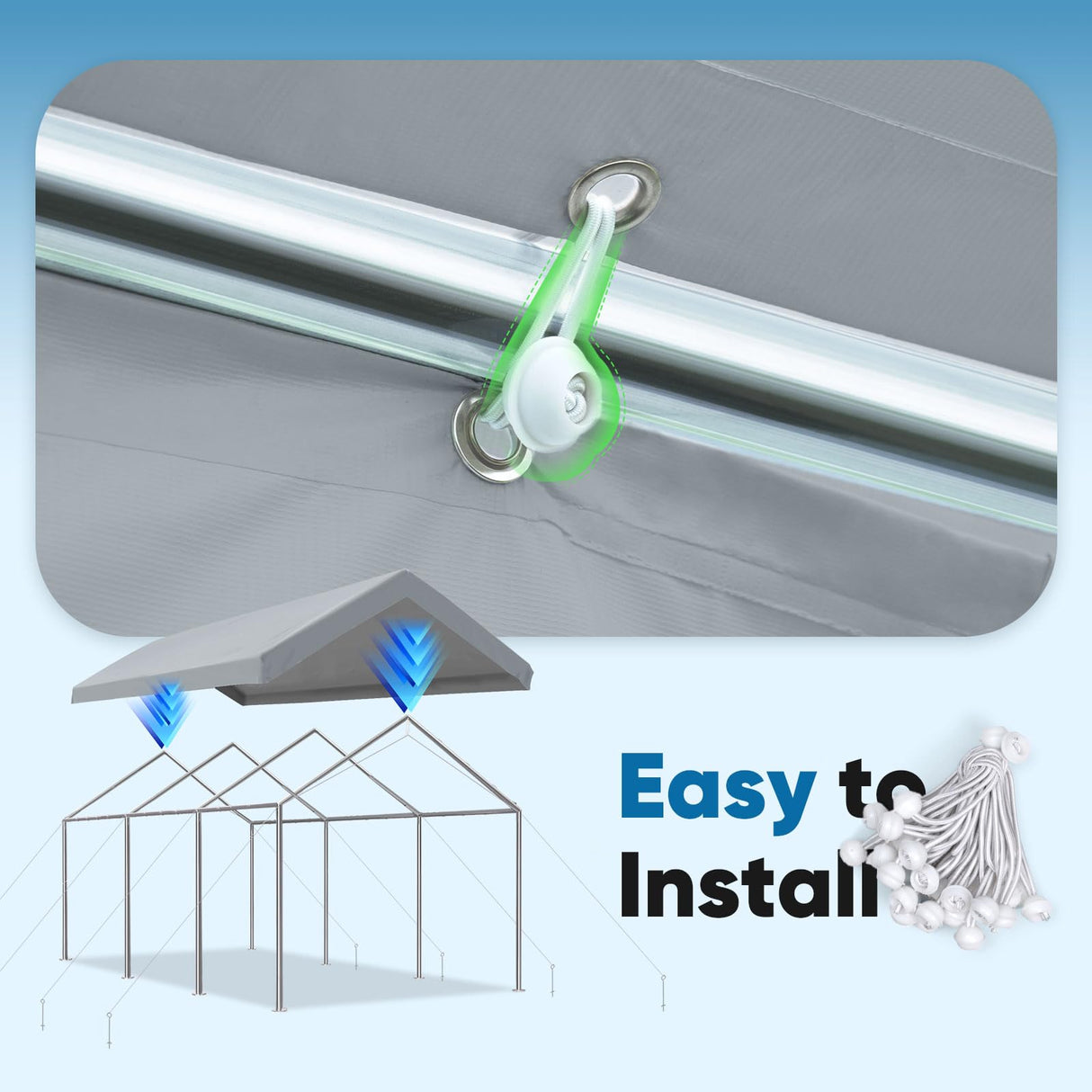 Quictent 10'x20' Carport Replacement Cover with Edge - Gray