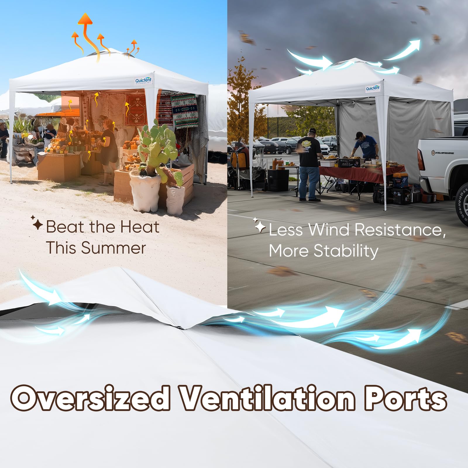 Quictent 10'x10' Pop-Up Canopy with 1 Sidewall-White