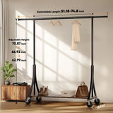 HOKEEPER 500LBS Wooden Garment Rack with Shelves - Black