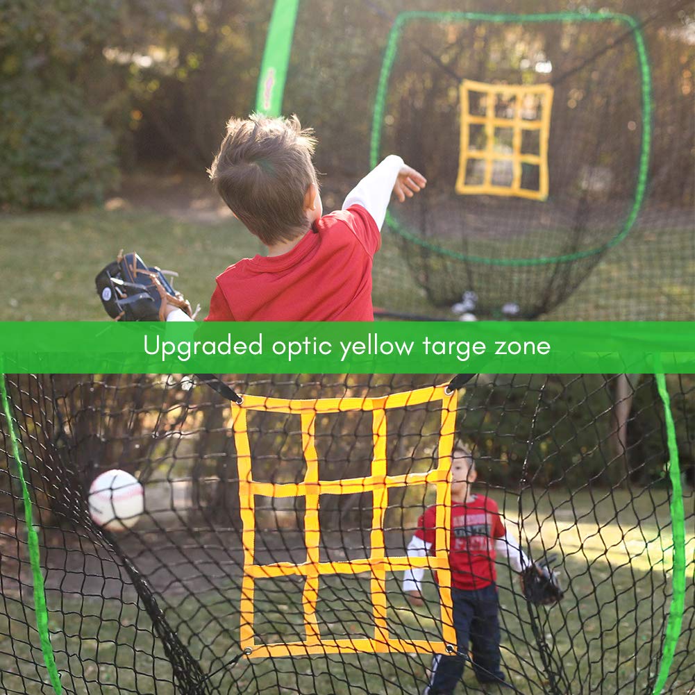 Zupapa 7'x7' Baseball Softball Net Tee Caddy Practice Combo - Green