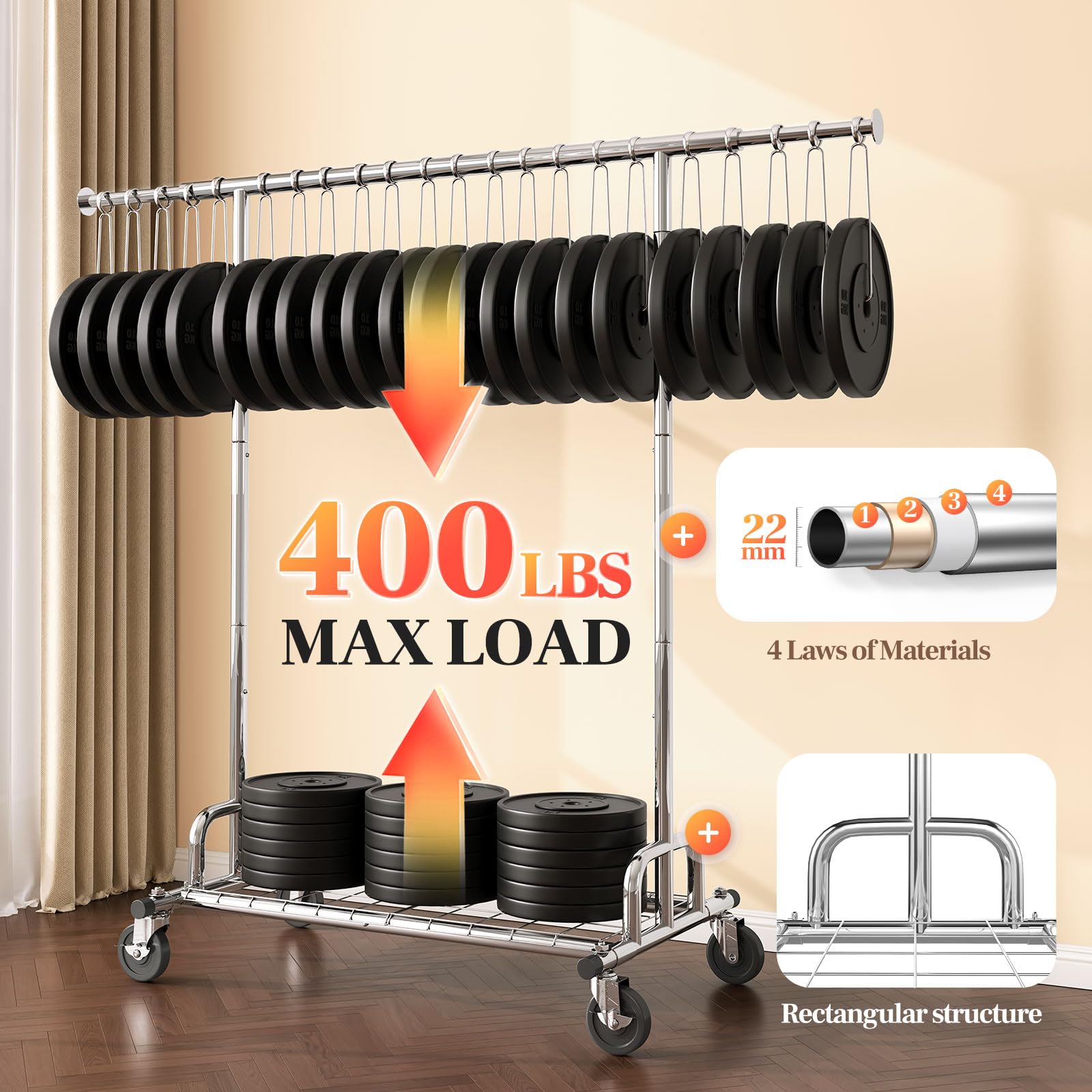 HOKEEPER Heavy Duty Rolling Garment Rack