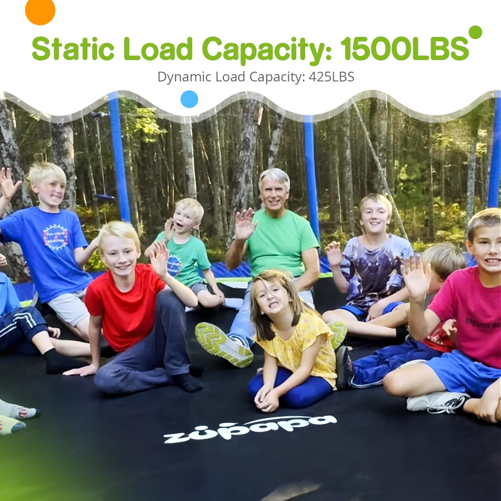 Zupapa 1500LBS 10FT No-Gap Trampoline with Safety Enclosure Net
