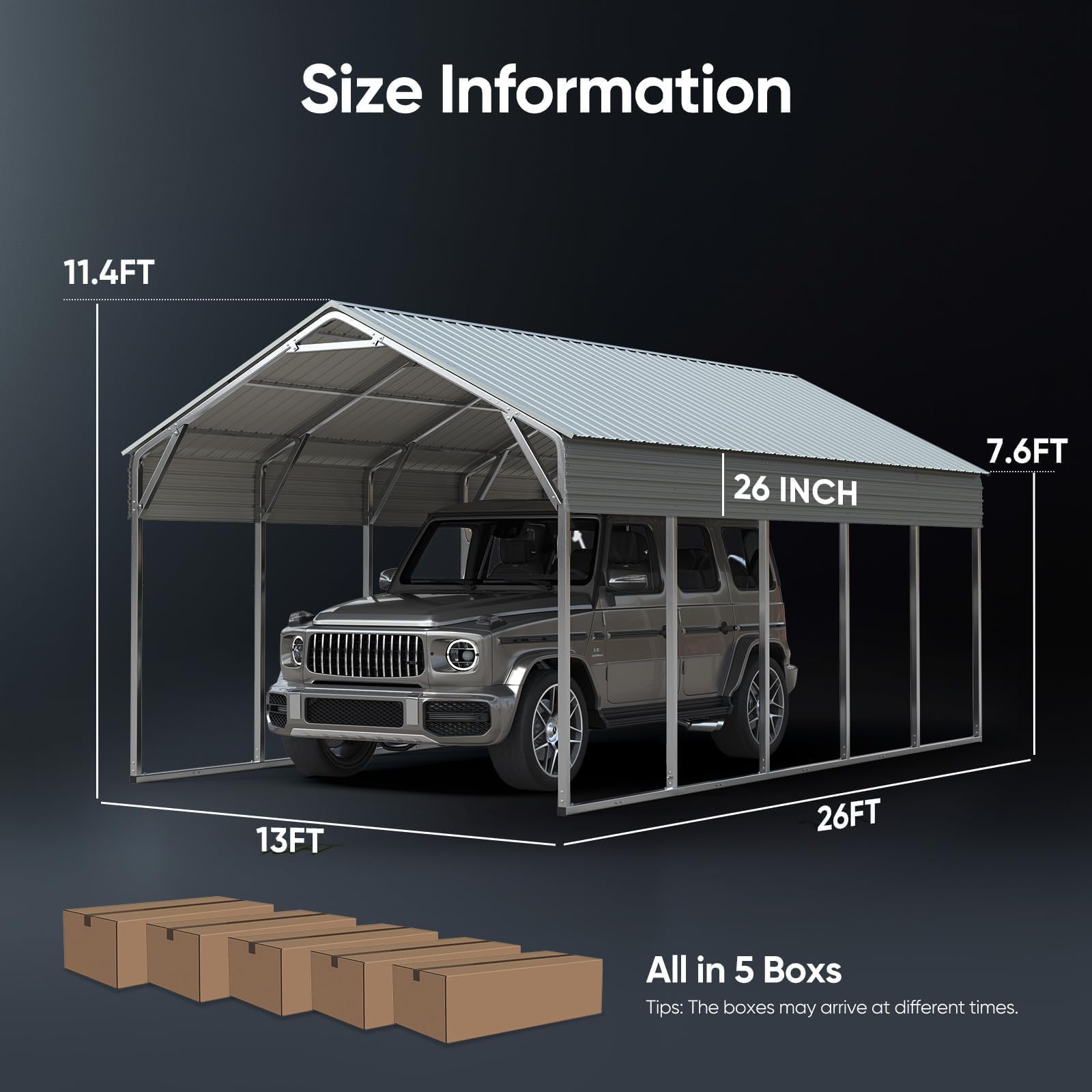 Quictent 13'x26' Vertical Roof Metal Carport