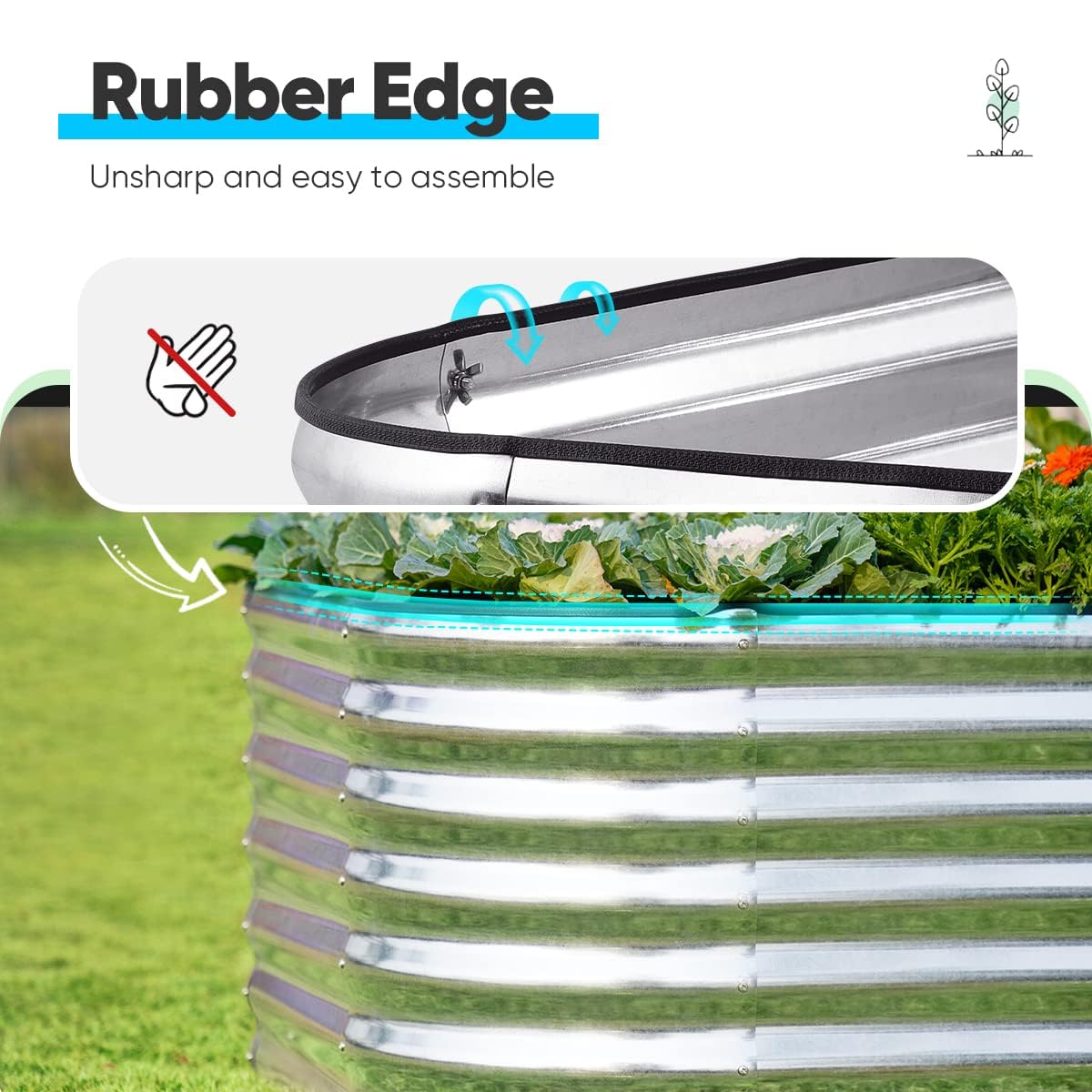 Quictent 8'x4'x2' Oval Raised Garden Bed Kit - Silver