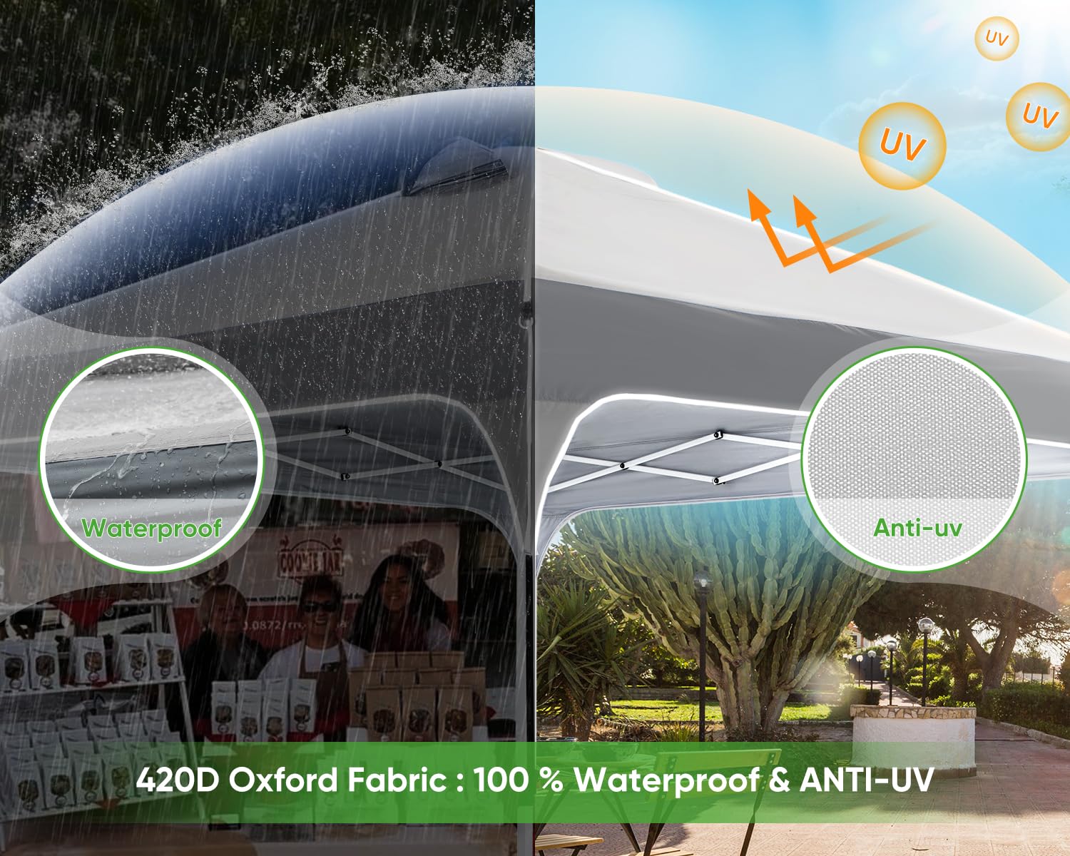 Quictent 10'x10' Easy Set up Pop up Canopy - Dark Grey/Grey