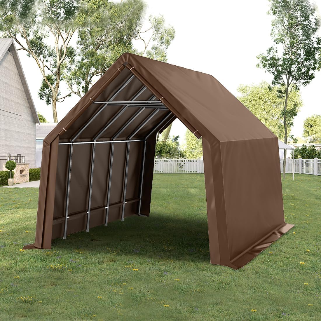 KING BIRD 13'x20'x12' Anti-Snow Carport - Brown