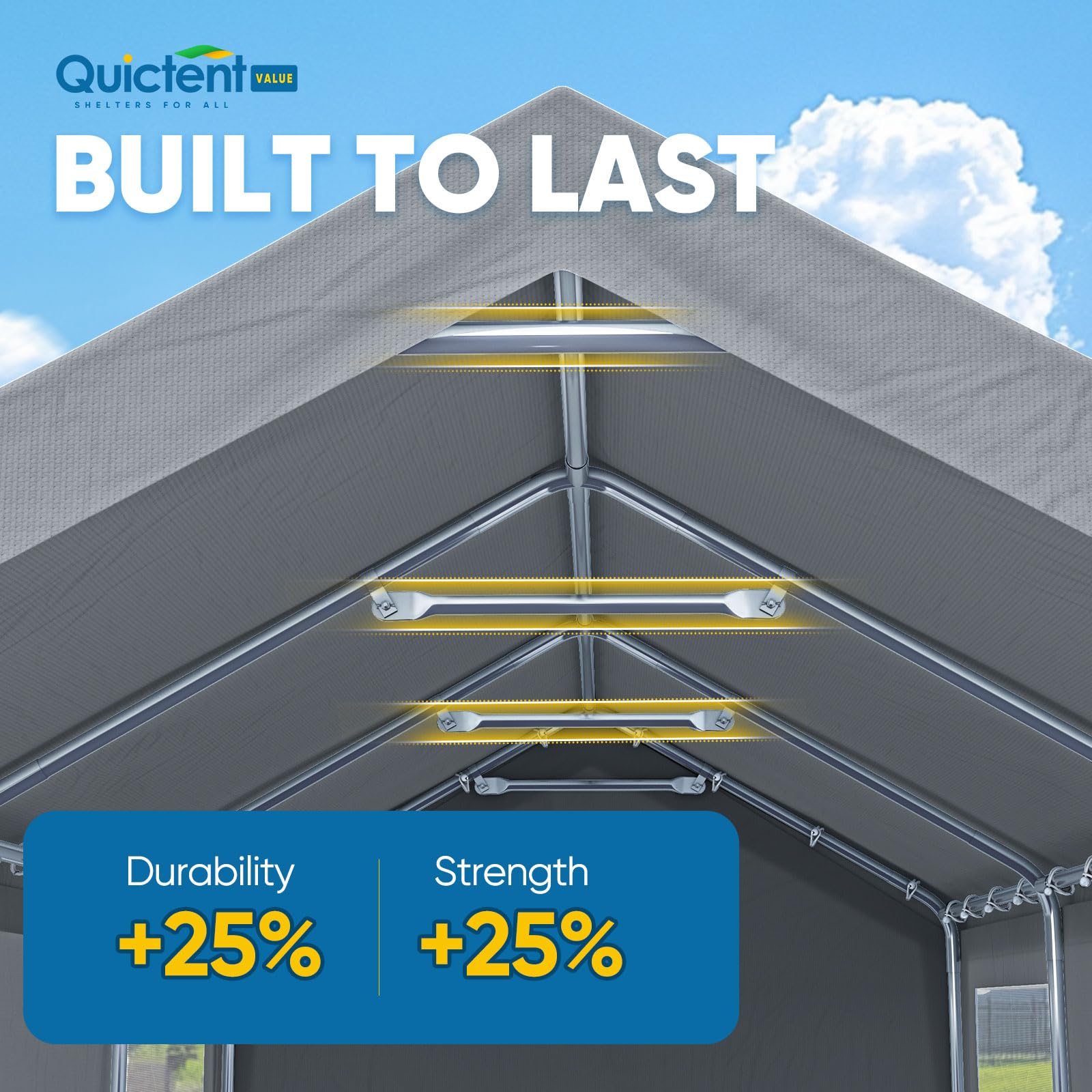 Quictent 12'x20' Heavy Duty Carport with Ventilated Windows - Gray