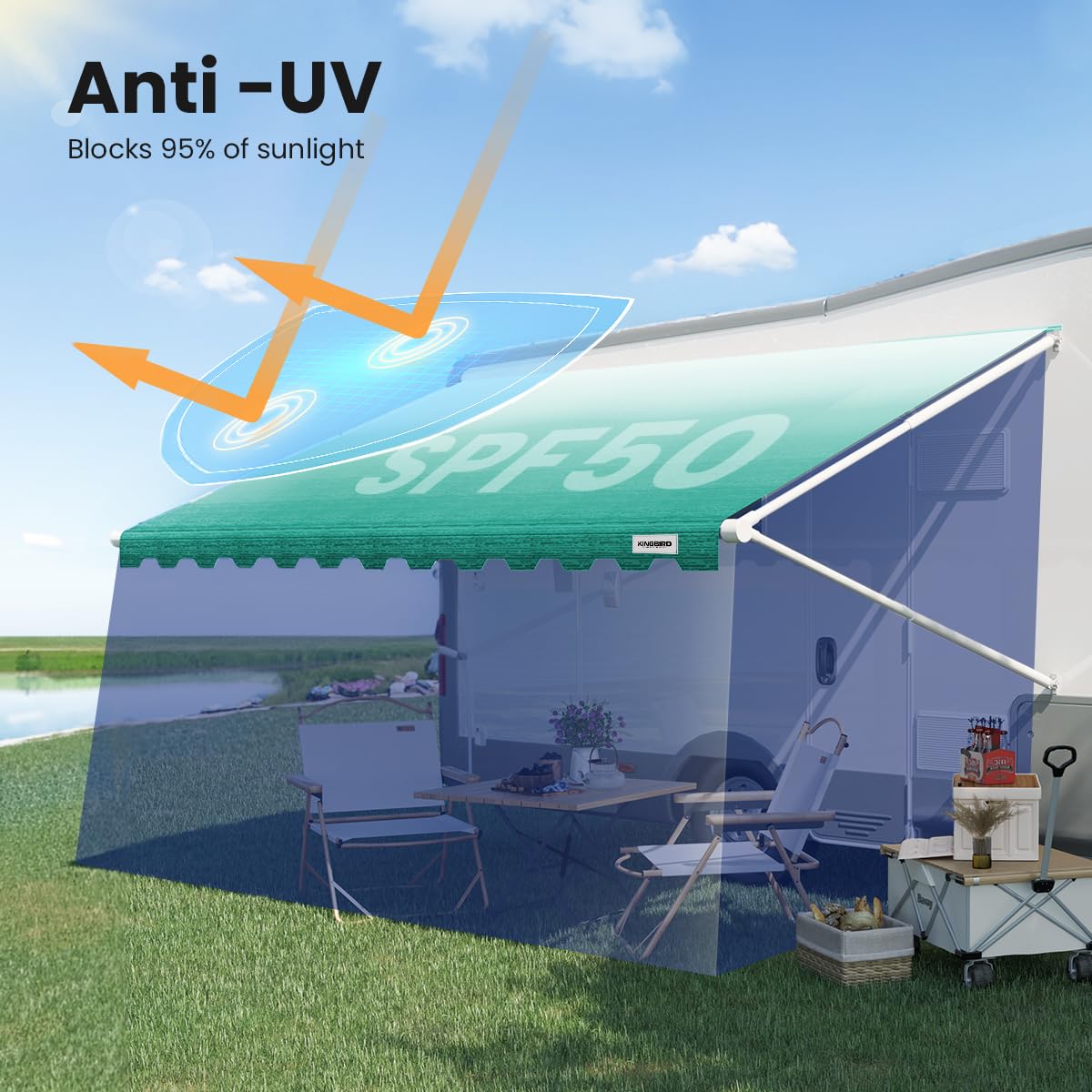 KING BIRD 16' RV Awning Replacement – Green