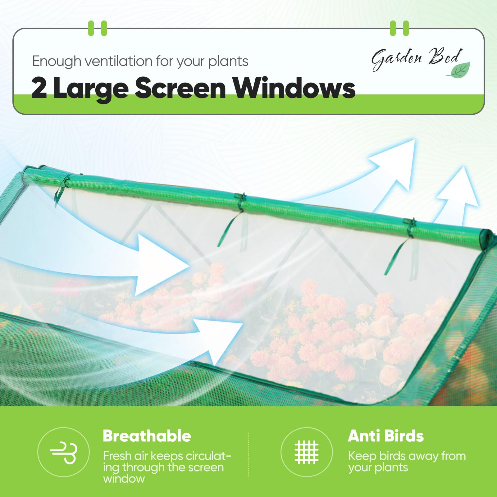 Quictent 8'x4'x2' Galvanized Raised Garden Bed with Cover - Green