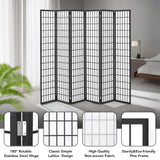 JOSTYLE Japanese Room Divider - Black (6-Panel)
