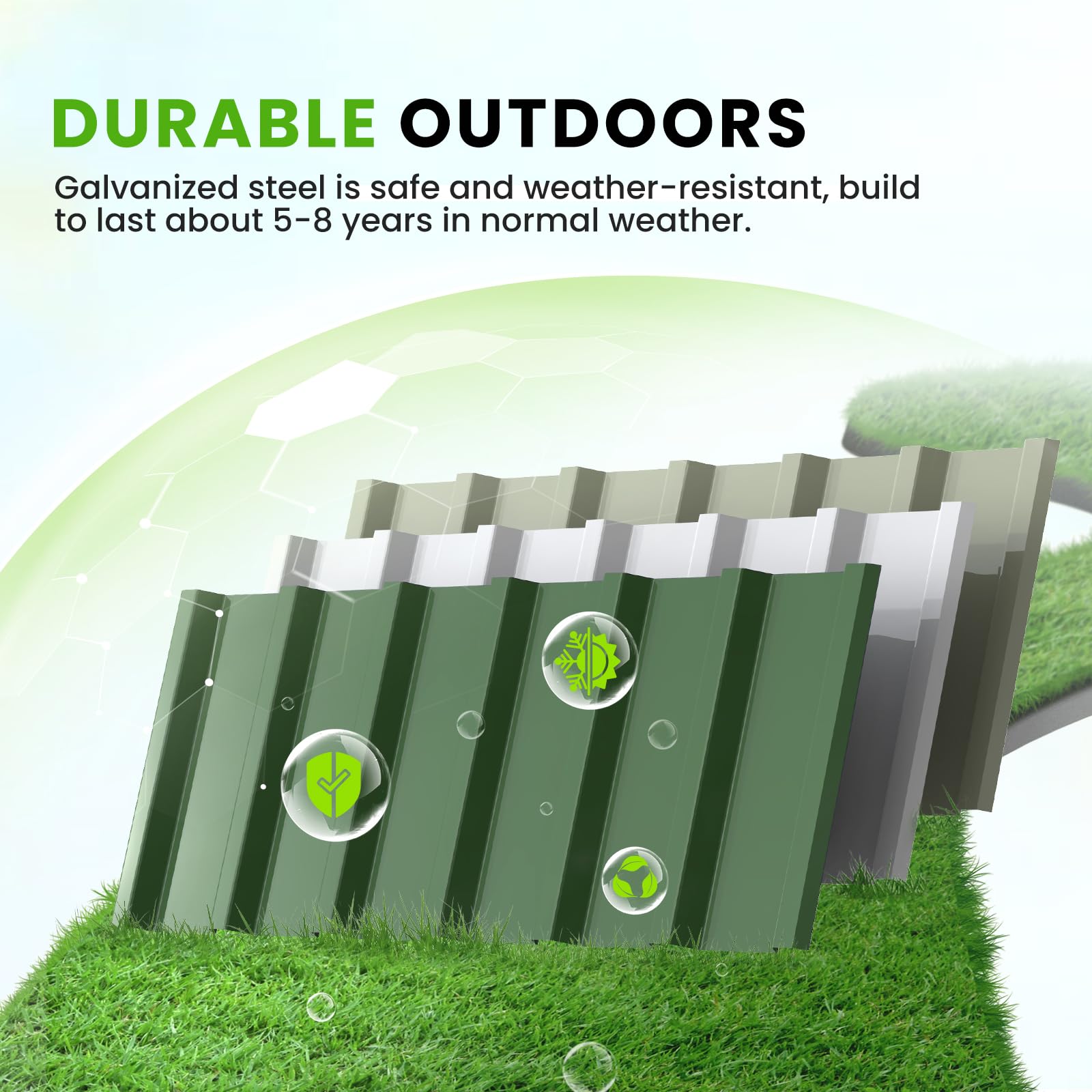 KING BIRD 68"x36"x18" Galvanized Raised Garden Bed - Green