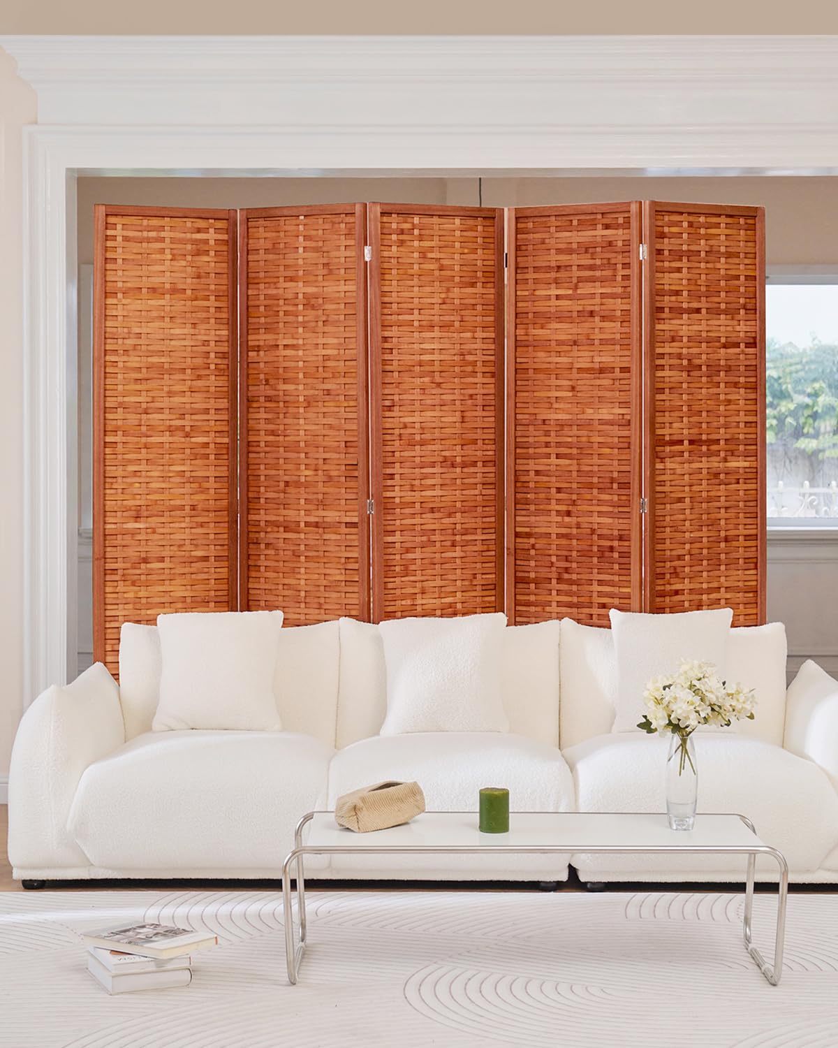 JOSTYLE Bamboo Privacy Screen - Saddle Brown (5-Panel)