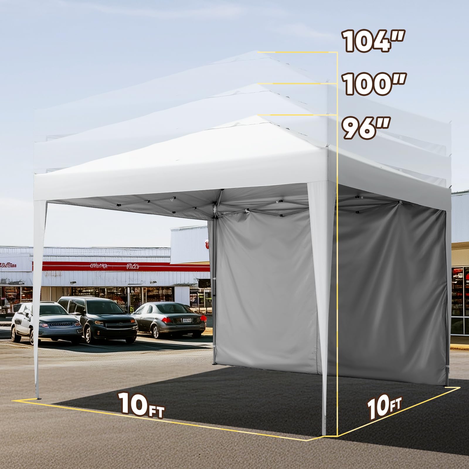 Quictent 10'x10' Pop-Up Canopy with 1 Sidewall-White