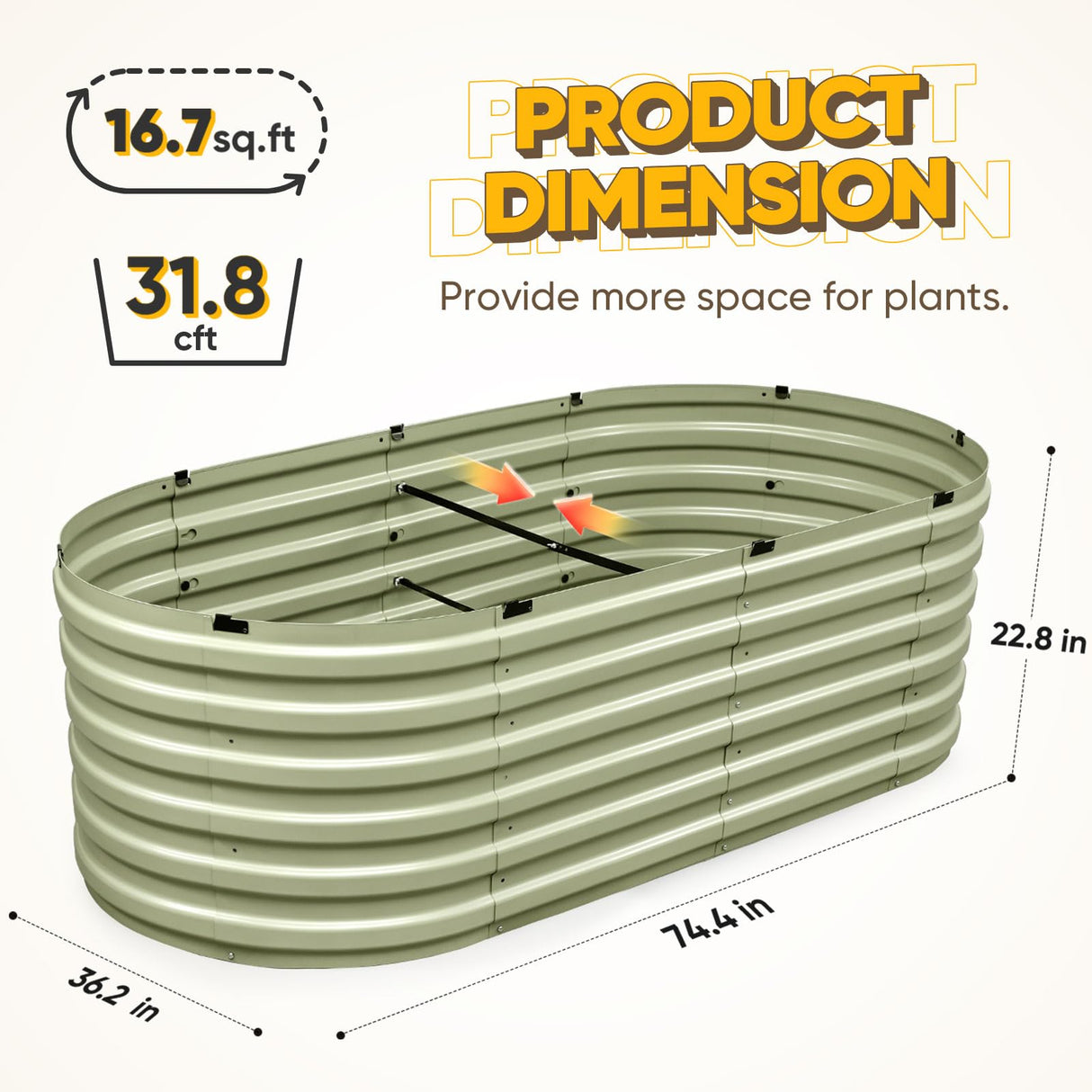 KING BIRD 74"x36"x23" Quick-Setup Garden Bed