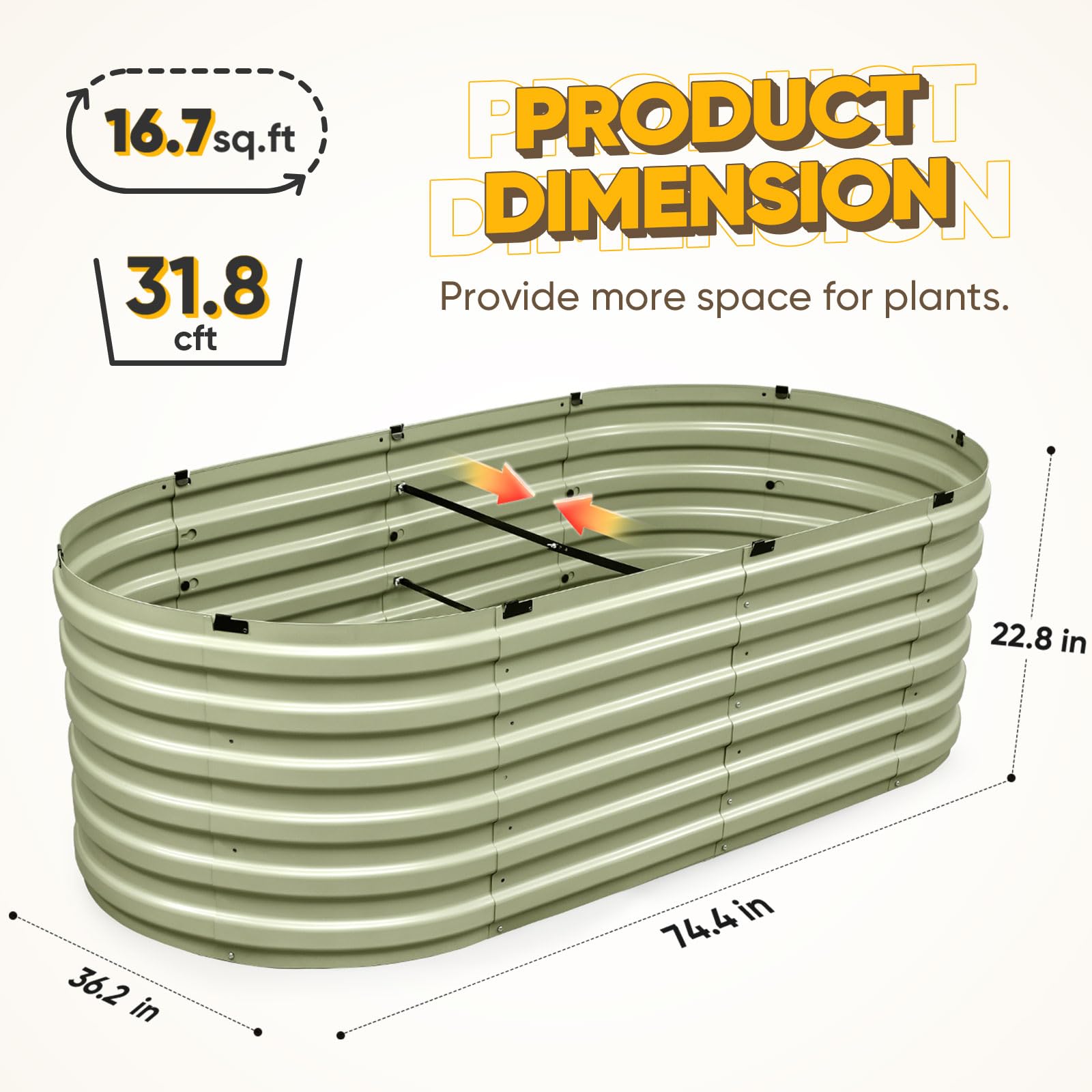 KING BIRD 74"x36"x23" Quick-Setup Garden Bed - Olive Green