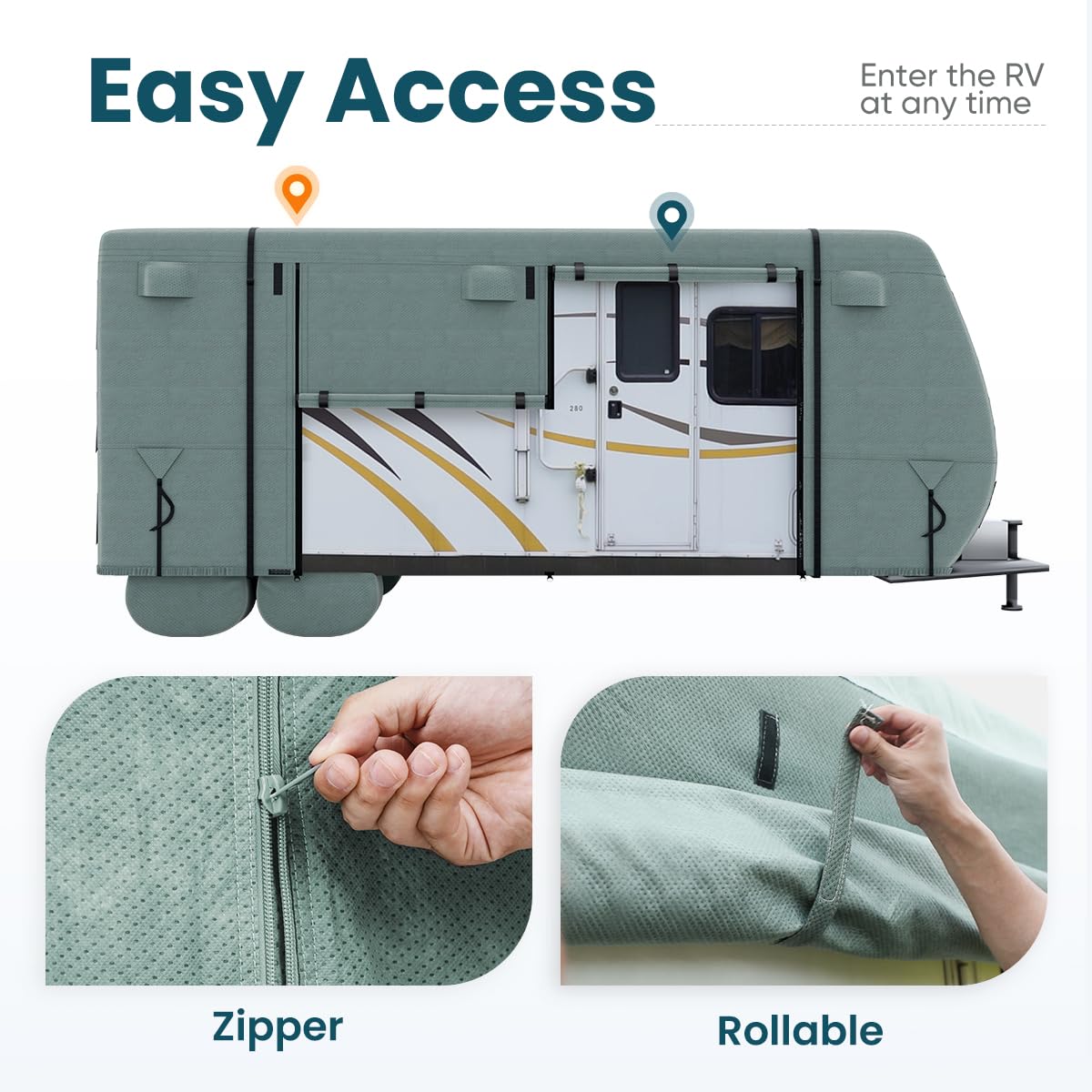 KING BIRD 20'-22' 4-Layer RV Cover with Tire Covers
