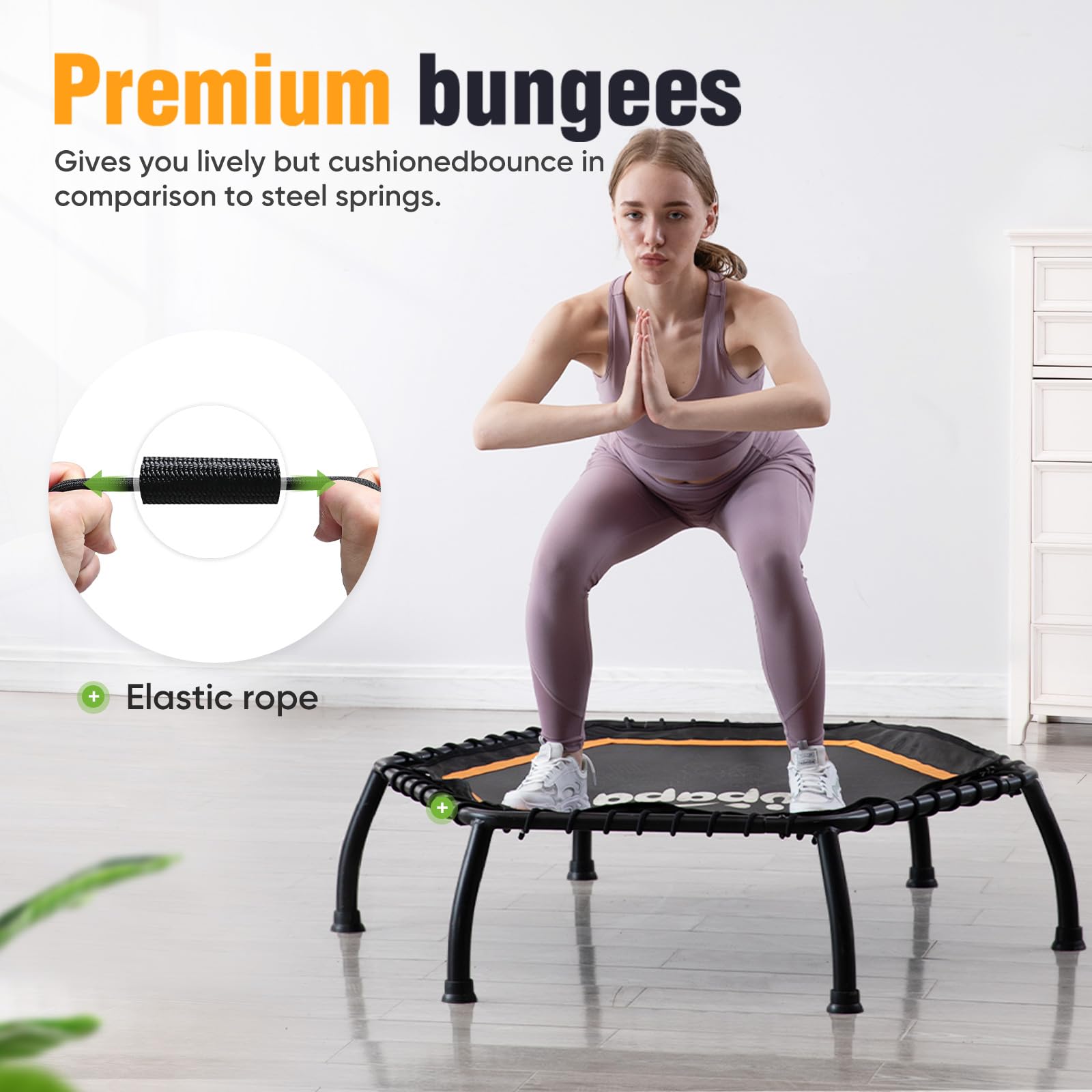 Zupapa 300LBS 40"/45" Fitness Trampoline with Adjustable Bar
