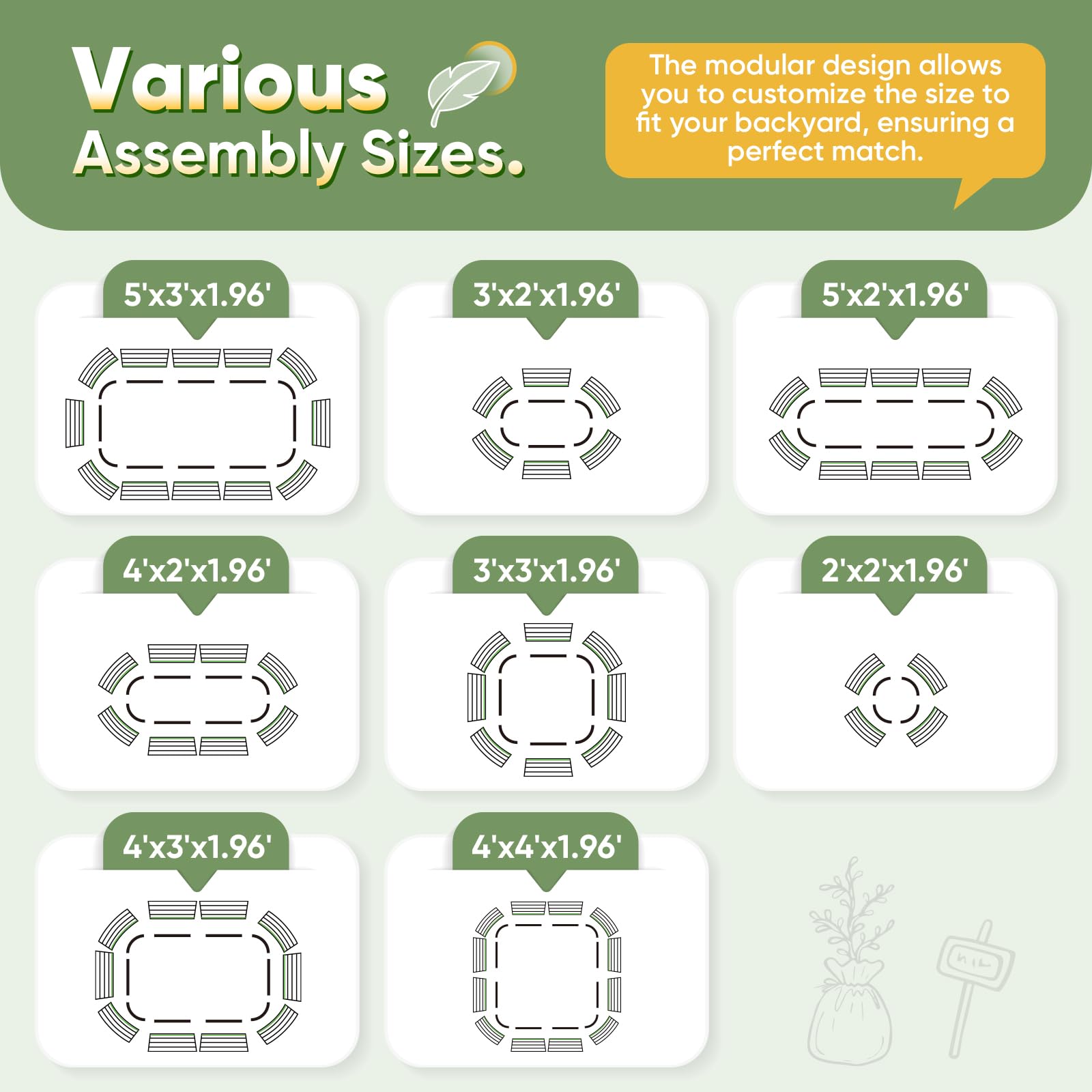 KING BIRD 71"x24"x24" Roman Column Garden Bed - Dark Green