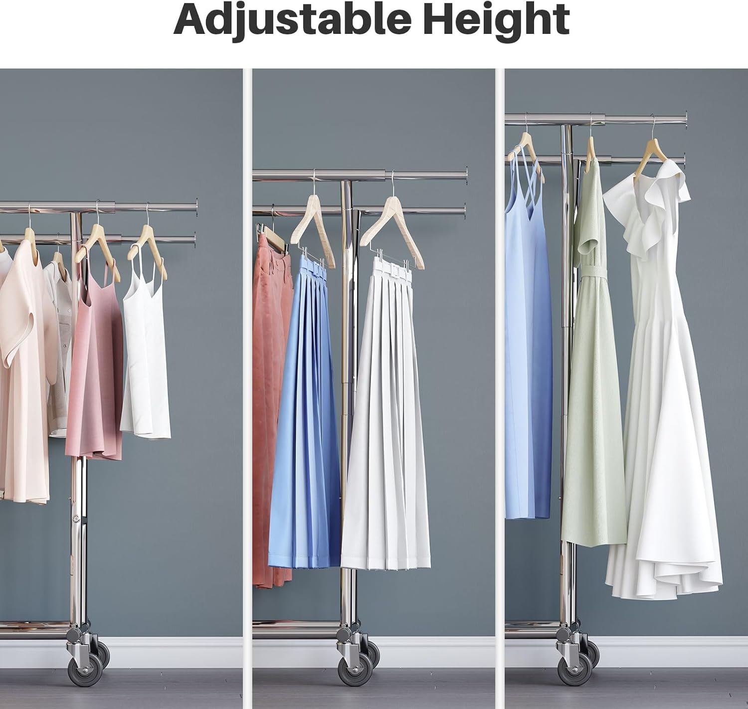 HOKEEPER Collapsible Garment Rack with Shelves