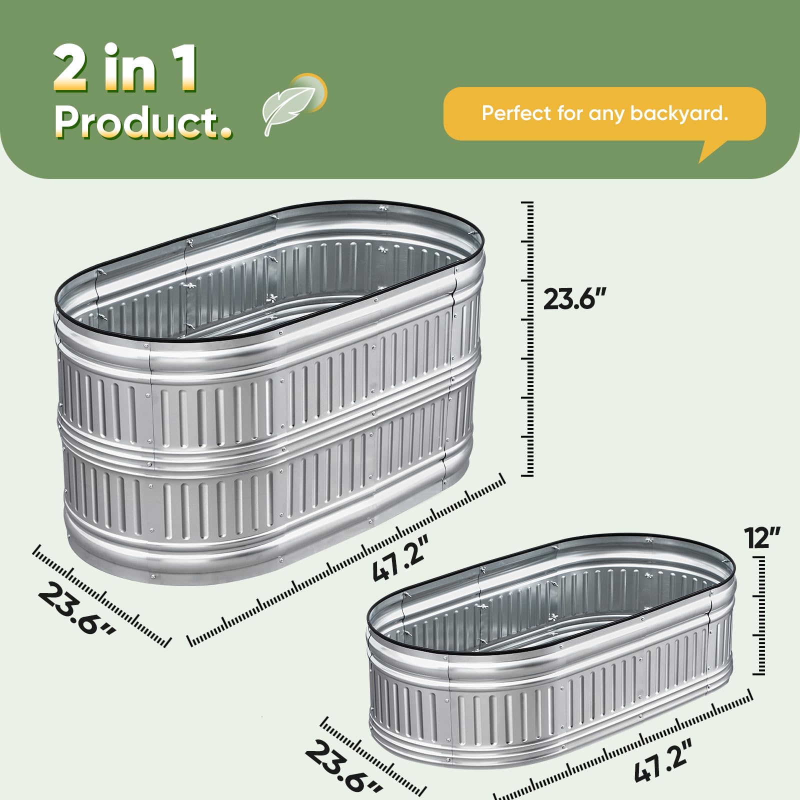KING BIRD 47"x24"x24" Roman Column Garden Bed - Silver