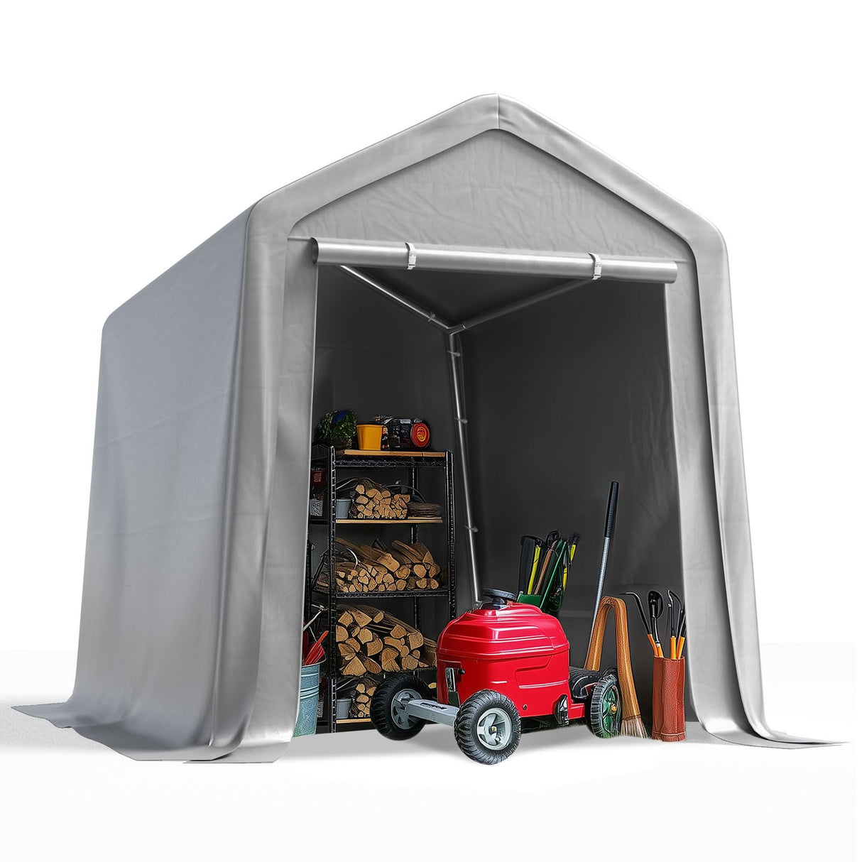 Quictent Storage Shed with Roll-Up Windows - Silver Gray
