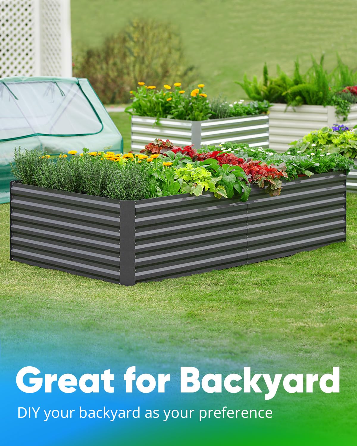 Quictent 8'x4'x2' Tall Raised Garden Bed - Dark Grey
