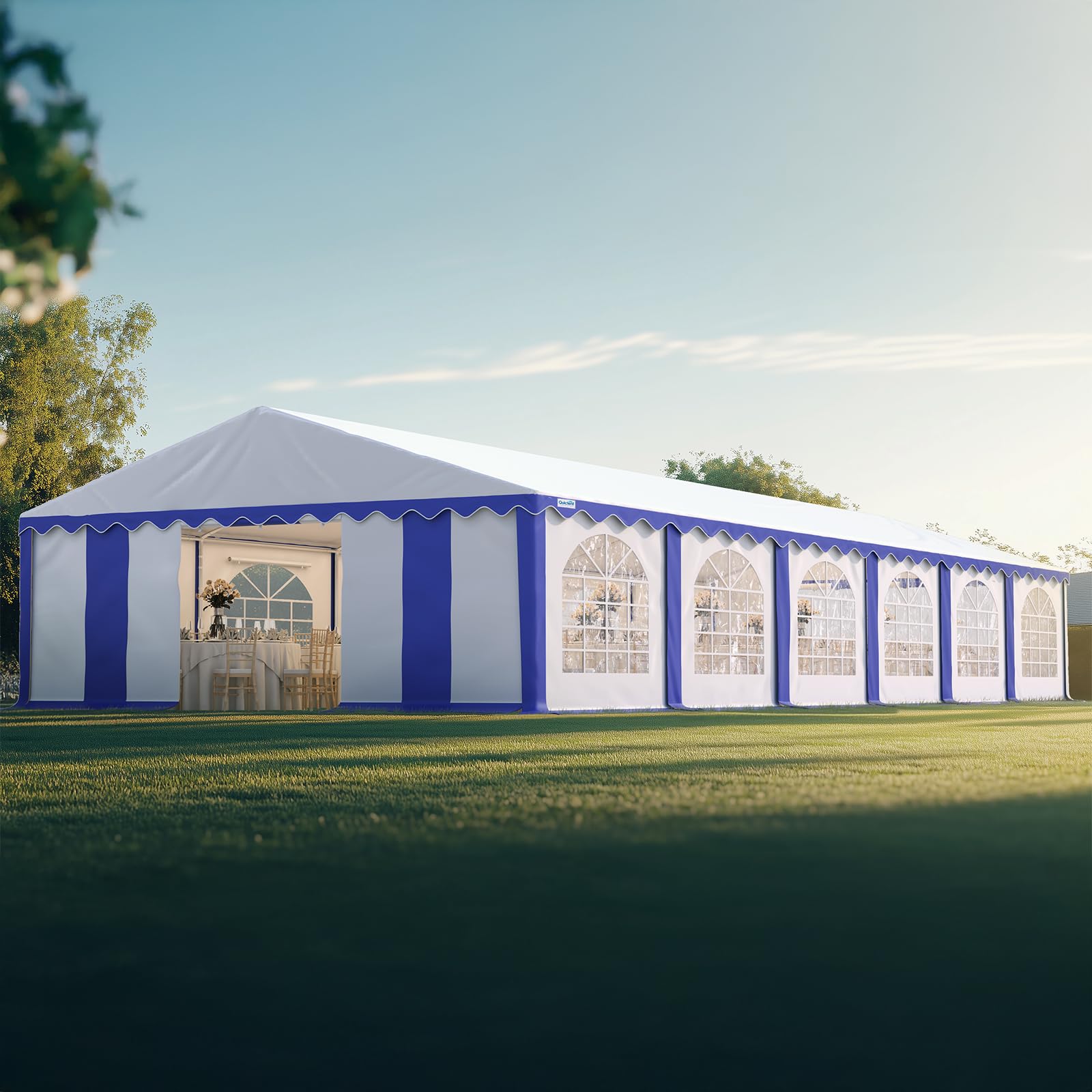 Quictent 20'x40' Heavy Duty Fire Retardant Party Tent - Stripe Blue & White