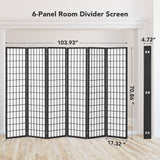 JOSTYLE Japanese Room Divider - Black (6-Panel)