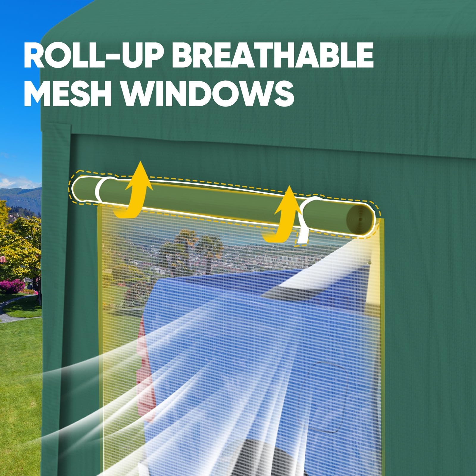 Quictent 12'x20' Ventilated Carport Canopy with Roll-up Windows - Green