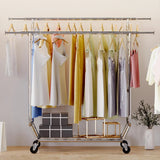 Heavy Double Rod Clothes Rack with Metal Shelves