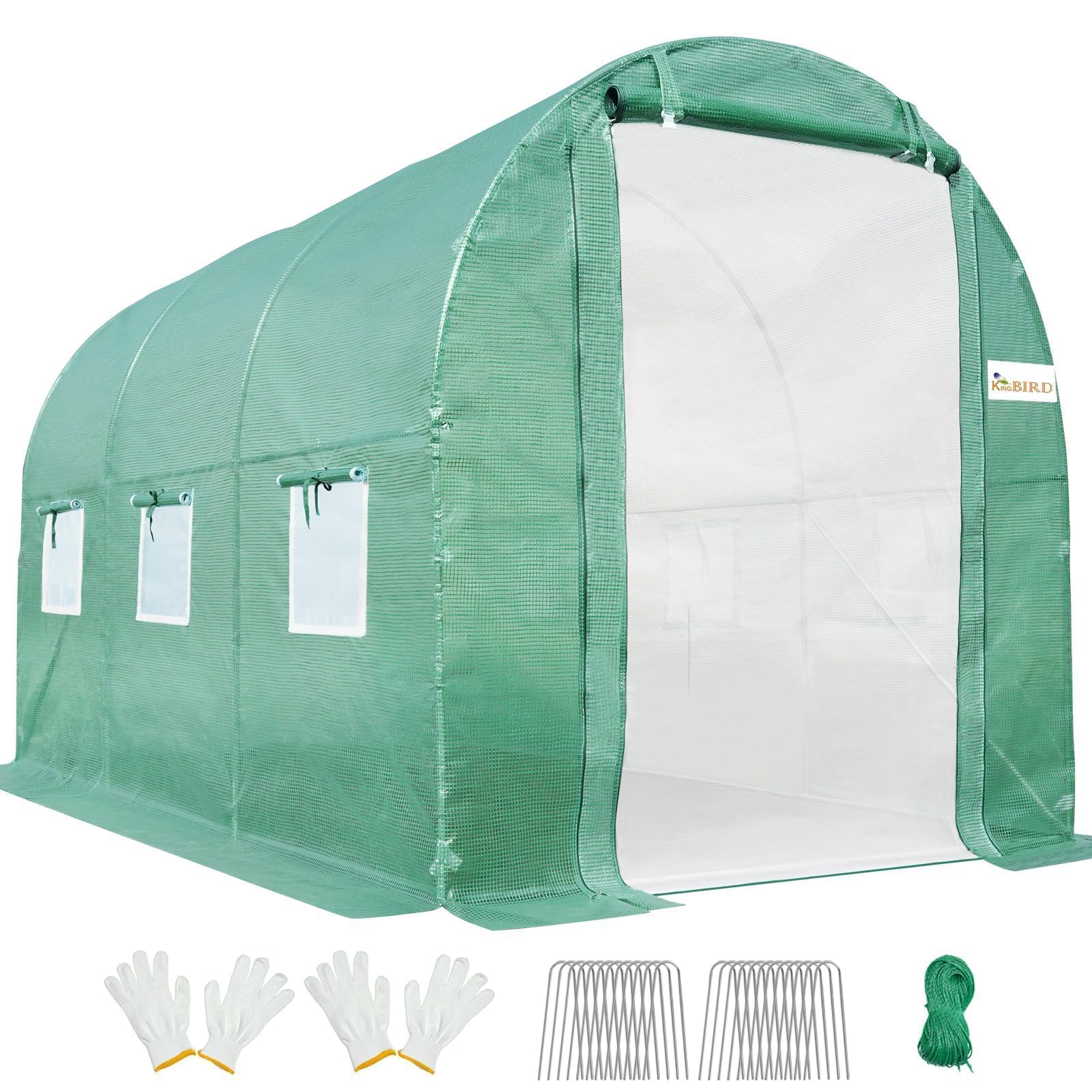 KING BIRD 10'x6.6'x6.6' Walk-in Greenhouse with Vent - Green