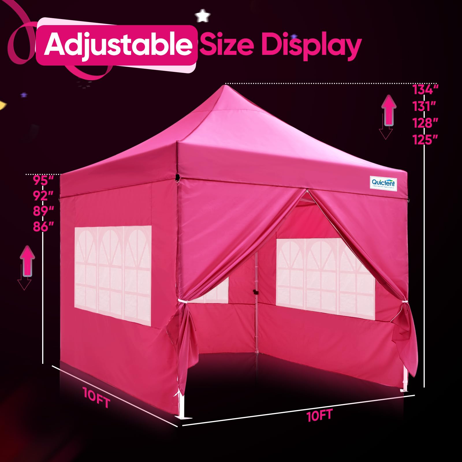 Quictent 10'x10' Heavy Duty Pop Up Canopy with Sidewalls - Pink